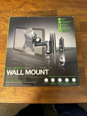 Full Motion Small Flat Panel TV Wall Mount - Black
